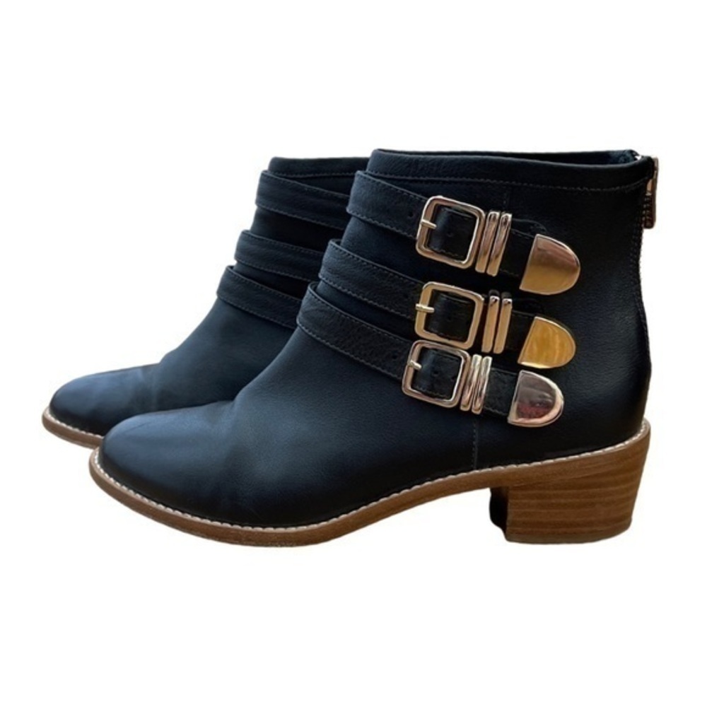 Loeffler Randall โข Fenton Buckle Leather Ankle Booties Boots 7.5 ASO Zoe Benson - Picture 5 of 13
